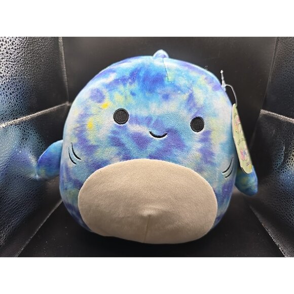 Squishmallows 8” LUTHER Blue Tye-Dye Tiger Shark 2021 Purple Soft Plush NWT - Picture 1 of 8